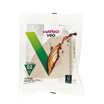 Паперові фільтри для пуровера, ТМ "Hario" V60 розмір 02 бежеві, 100 шт