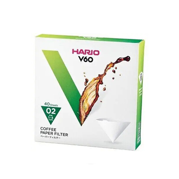 Паперові фільтри для пуровера,  ТМ "Hario" V60 розмір 02 білі, 40 шт 