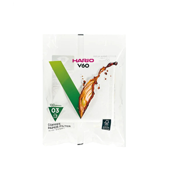 Паперові фільтри для пуровера, ТМ "Hario" V60 розмір 03 білі, 100 шт