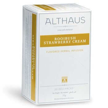 Чай пакетований, ТМ "Althaus" Rooibush Strawberry Cream (Ройбуш полуничний крем), 20x1,75 г (Deli Packs) Чай пакетований, ТМ "Althaus" Rooibush Strawberry Cream (Ройбуш полуничний крем), 20x1,75 г (Deli Packs)