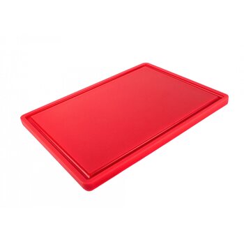 Дошка обробна HDPE з жолобом, 400×300×18 мм, 4 протиковзкі ніжки, червона