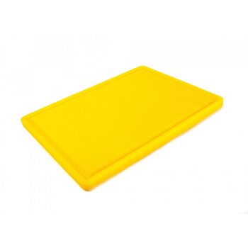 Дошка обробна HDPE з жолобом, 400×300×18 мм, 4 протиковзкі ніжки, жовта