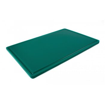 Дошка обробна HDPE з жолобом, 600×400×18 мм, 6 протиковзких ніжок, зелена