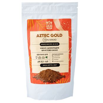 Какао, TM "Wow Cacao" Aztec Gold неалкалізоване, 250 г
