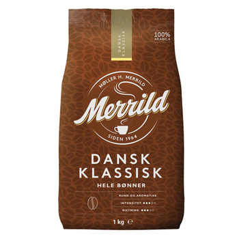  Кава в зернах, ТМ "Lavazza" Merrild Dansk Klassisk 100% Арабіка, 1 кг