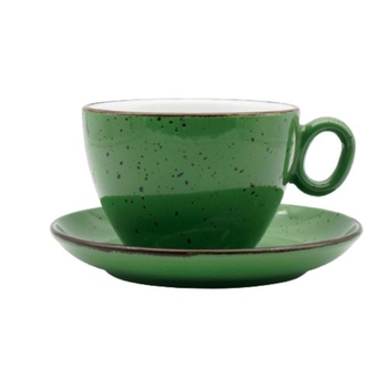 Чашка з блюдцем, ТМ "INKER" Iris dots green, 350 мл 