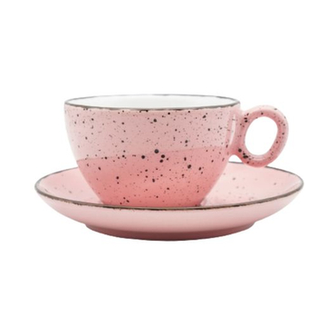 Чашка з блюдцем, ТМ "INKER" Iris dots pink, 250 мл