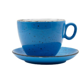 Чашка з блюдцем, ТМ "INKER" Luna iris dots blue, 500 мл