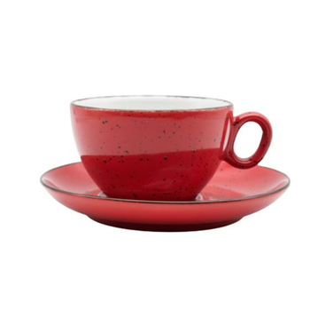 Чашка з блюдцем, ТМ "INKER" Iris dots red, 250 мл  