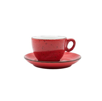 Чашка з блюдцем, ТМ "INKER" Iris dots red, 70 мл  