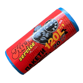 Пакет для сміття, "ТМ Кузя сервіс" блакитний, 120л*20шт