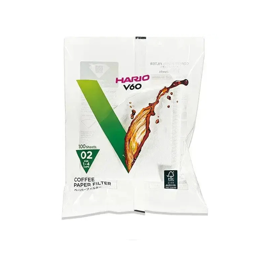 Паперові фільтри для пуровера, ТМ "Hario" V60 розмір 02 білі, 100 шт