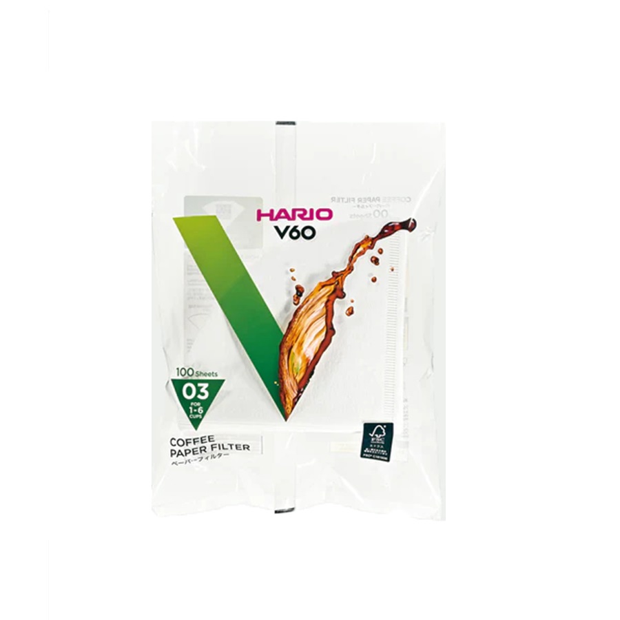 Паперові фільтри для пуровера, ТМ "Hario" V60 розмір 03 білі, 100 шт