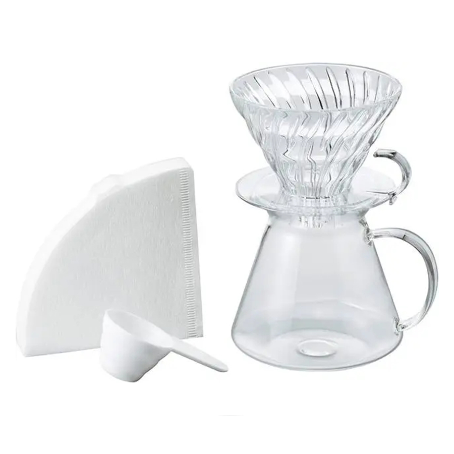 Набір для приготуваня кави, TM "Hario" скляний V60 Glass, 600 мл