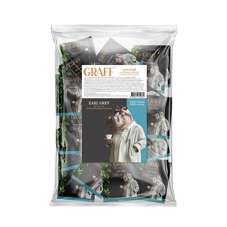 Чай чорний з ароматом бергамоту Graff Граф Грей 90 г (в саше 50×1,8 г)