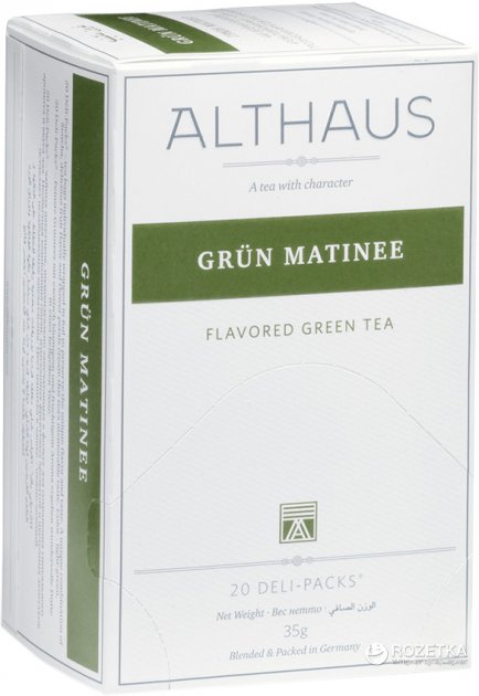 Чай пакетований, ТМ "Althaus" Green Matinee (Зелений ранок), 20х1,75 г (Deli Packs)