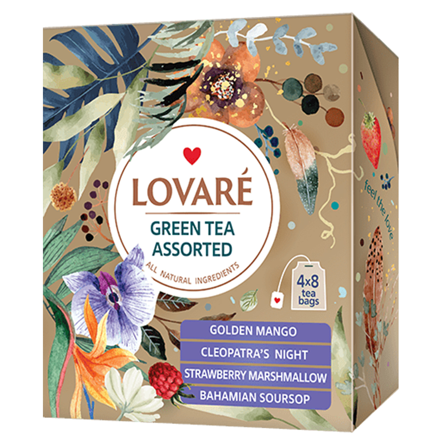 Чай пакетований, TM "Lovare" Зелений чай асорті, 50*1,5г (Deli Packs)