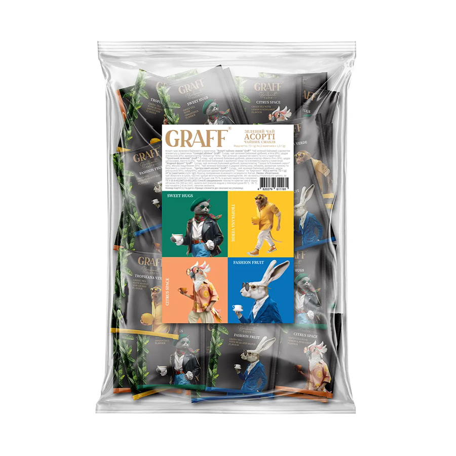 Чай зелений Graff Асорті чайних смаків 72 г (в саше 48 шт)