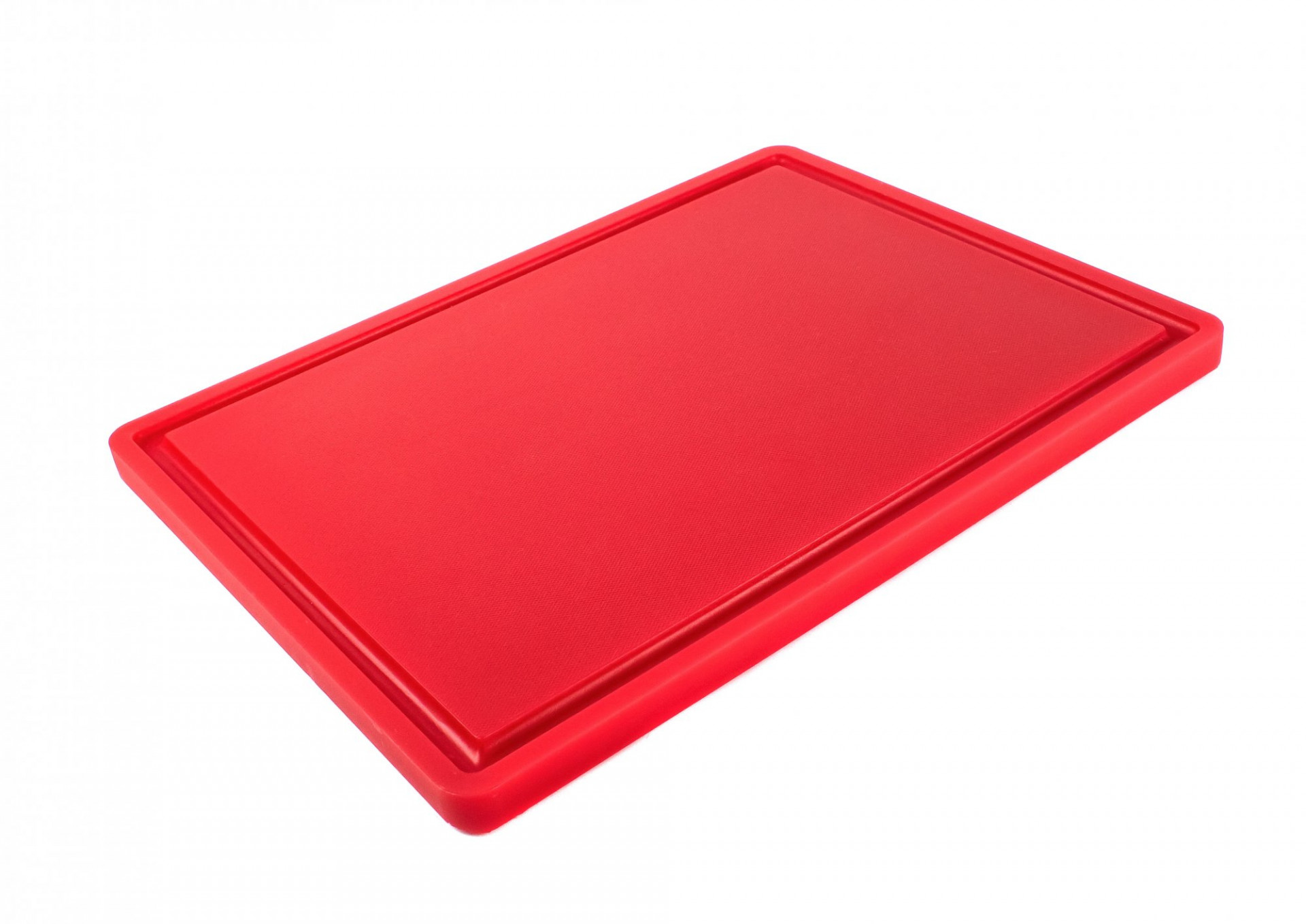 Дошка обробна HDPE з жолобом, 400×300×18 мм, 4 протиковзкі ніжки, червона