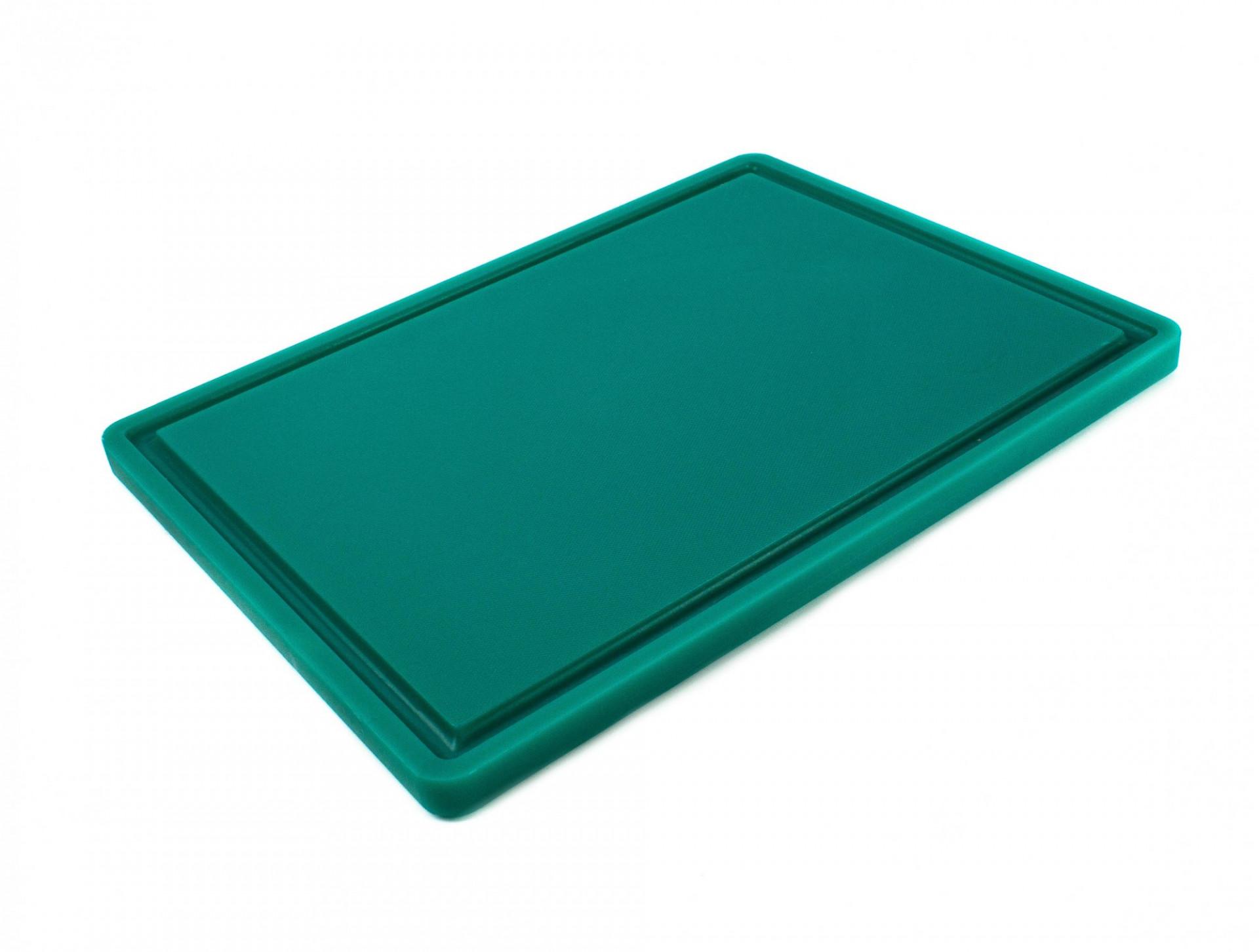 Дошка обробна HDPE з жолобом, 400×300×18 мм, 4 протиковзкі ніжки, зелена