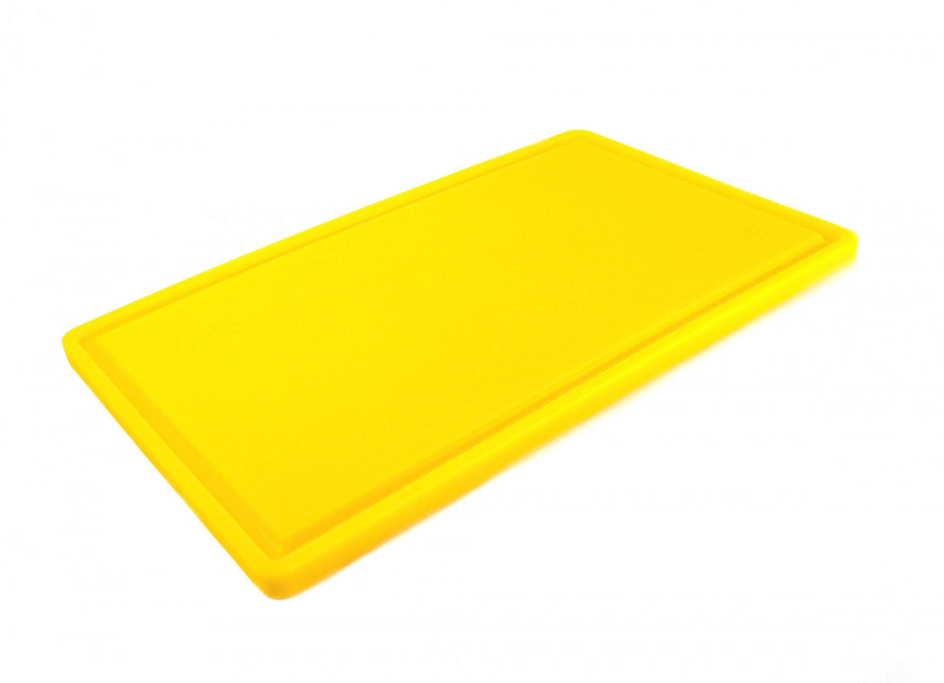 Дошка обробна HDPE з жолобом, 500×300×18 мм, 6 протиковзких ніжок, жовта