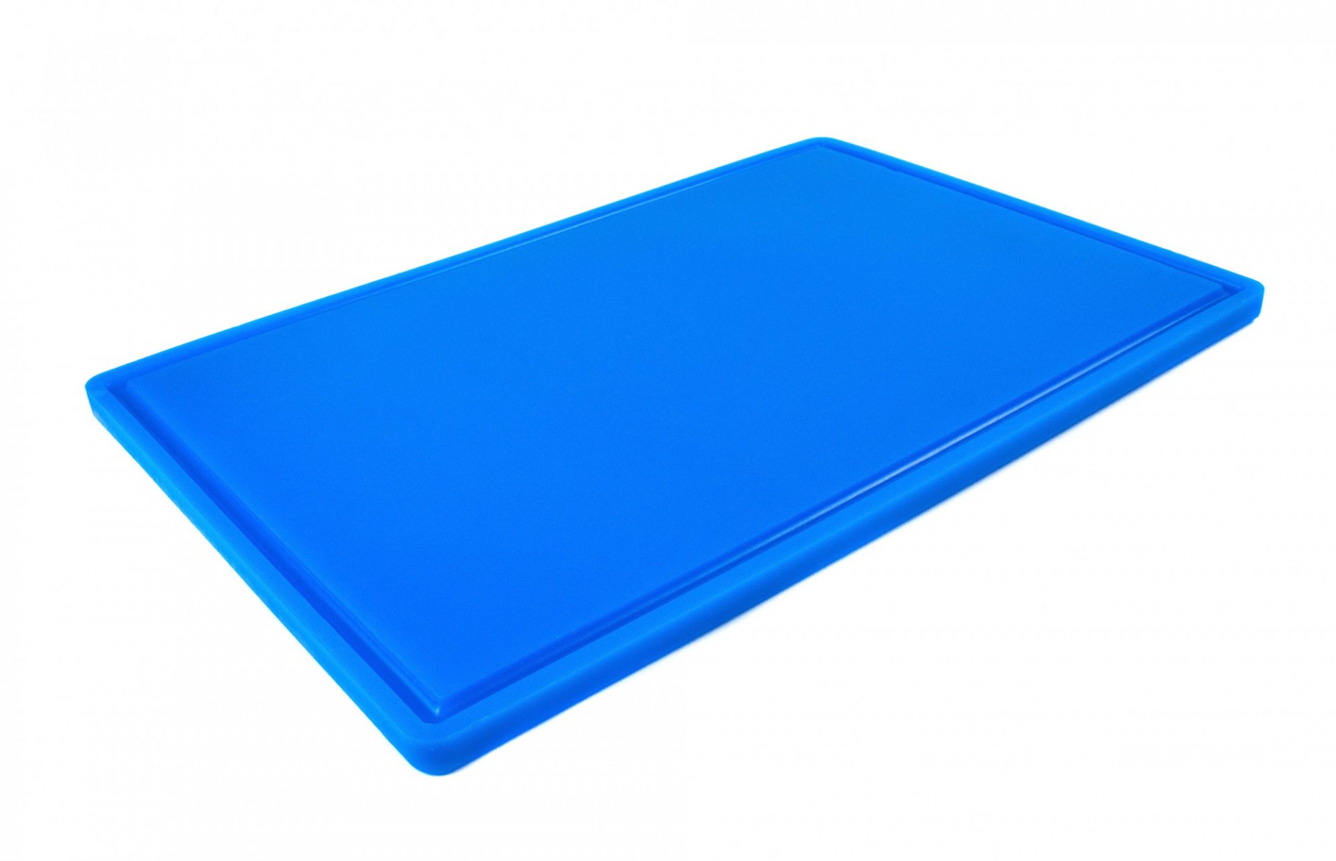 Дошка обробна HDPE з жолобом, 600×400×18 мм, 6 ніжок проти ковзання, синя