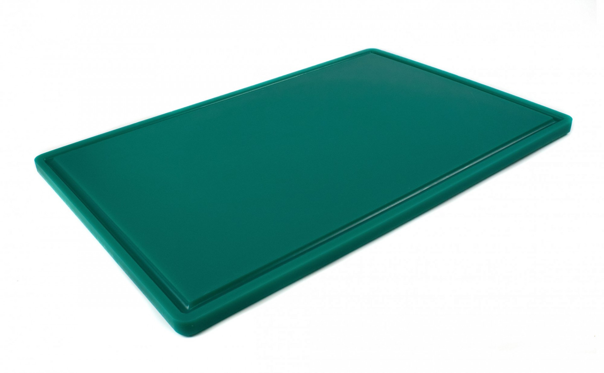 Дошка обробна HDPE з жолобом, 600×400×18 мм, 6 протиковзких ніжок, зелена