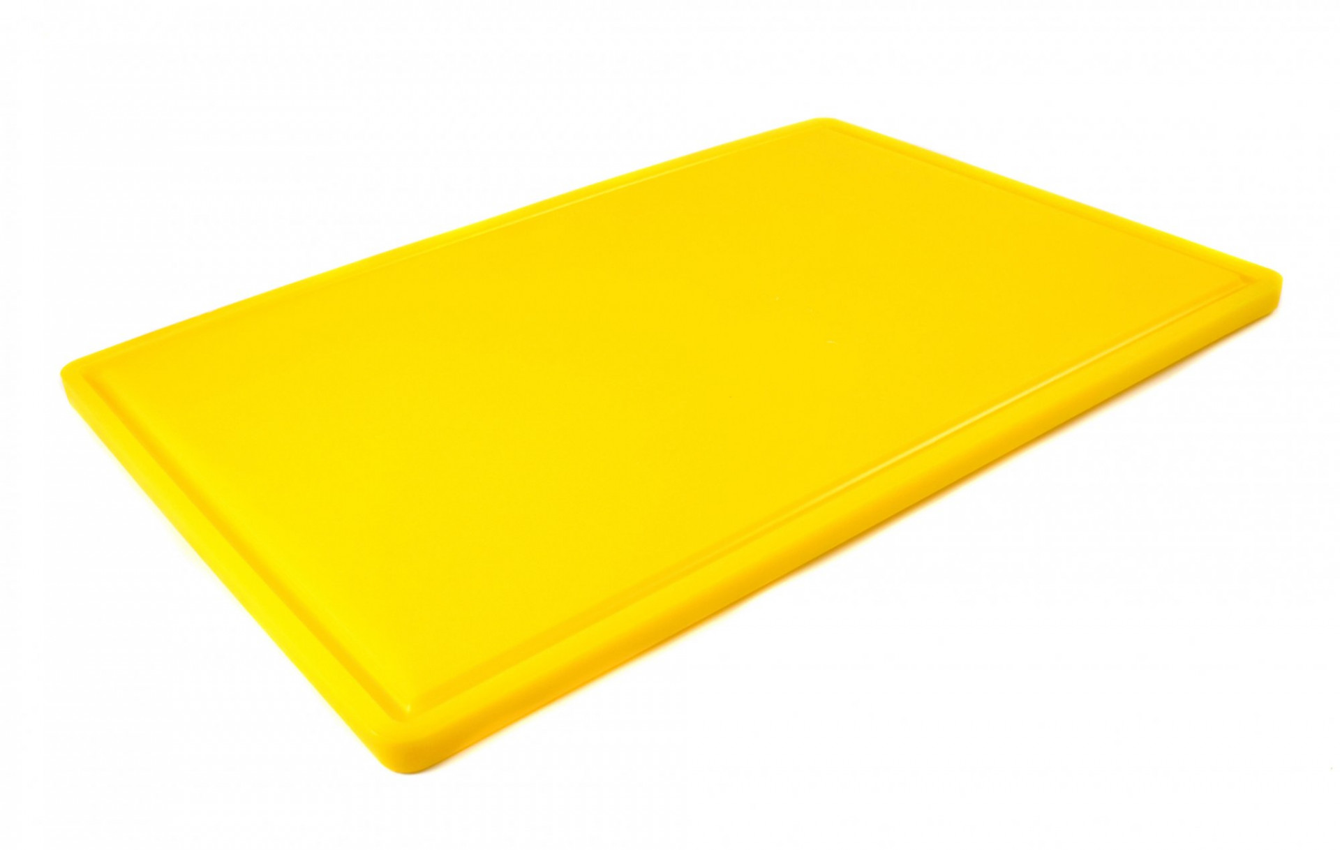 Дошка обробна HDPE з жолобом, 600×400×18 мм, 6 протиковзких ніжок, жовта