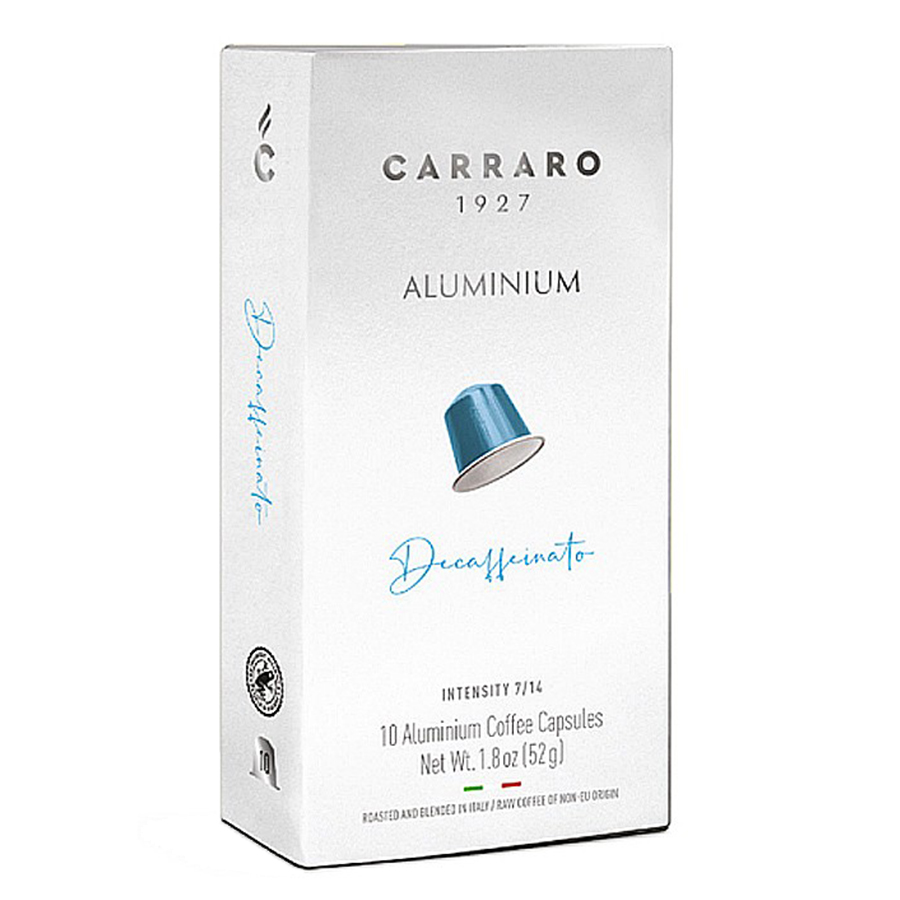  Кава в капсулах, ТМ "Carraro" Nespresso Aluminium Decaffeinato (без кофеїну), 10 шт