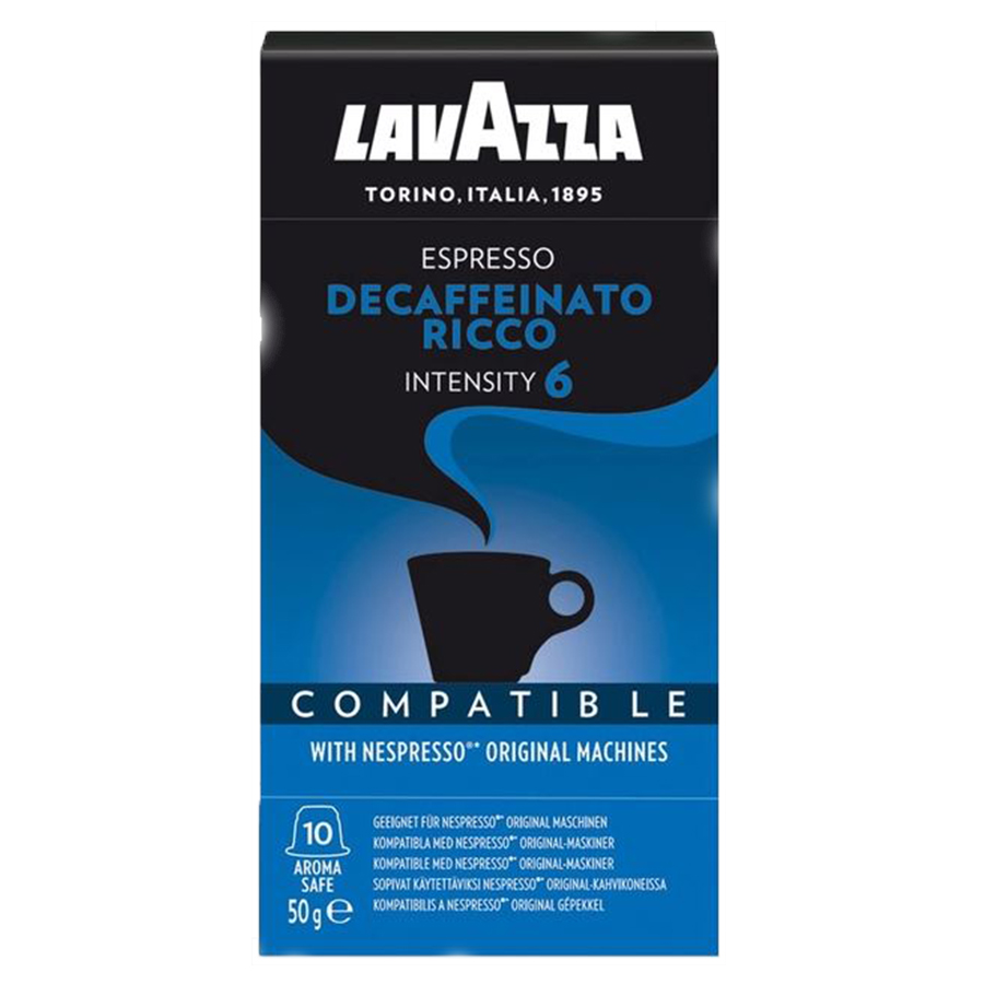 Кава в капсулах,  ТМ "Lavazza" Nespresso Espresso Decaffeinato Ricco (без кофеїну), 10 шт