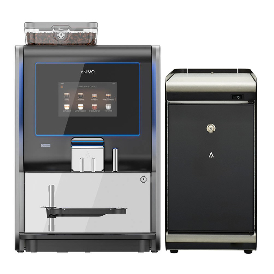 Кавомашина та холодильник для молока з підігрівом для чашок, ТМ "Animo" OptiMe 11, б/в