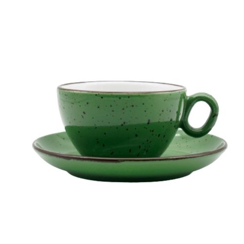 Чашка з блюдцем, ТМ "INKER" Iris dots green, 250 мл