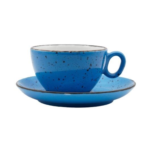 Чашка з блюдцем, ТМ "INKER" Luna Iris dots blue, 250 мл