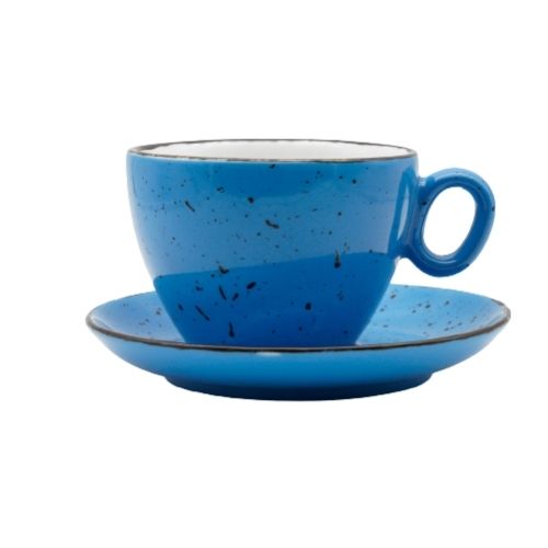 Чашка з блюдцем, ТМ "INKER" Luna Iris dots blue, 350 мл