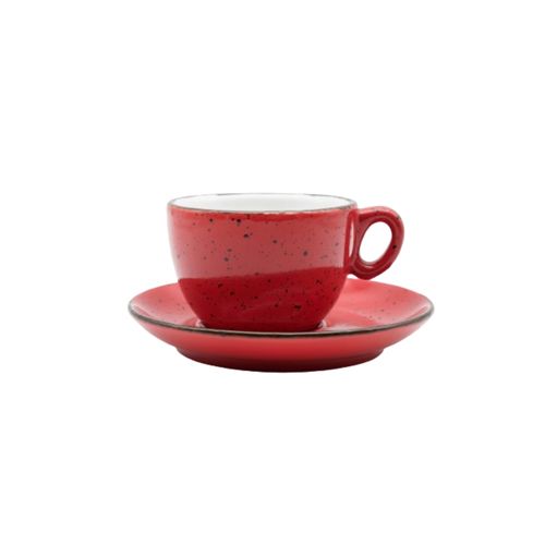 Чашка з блюдцем, ТМ "INKER" Iris dots red, 70 мл  