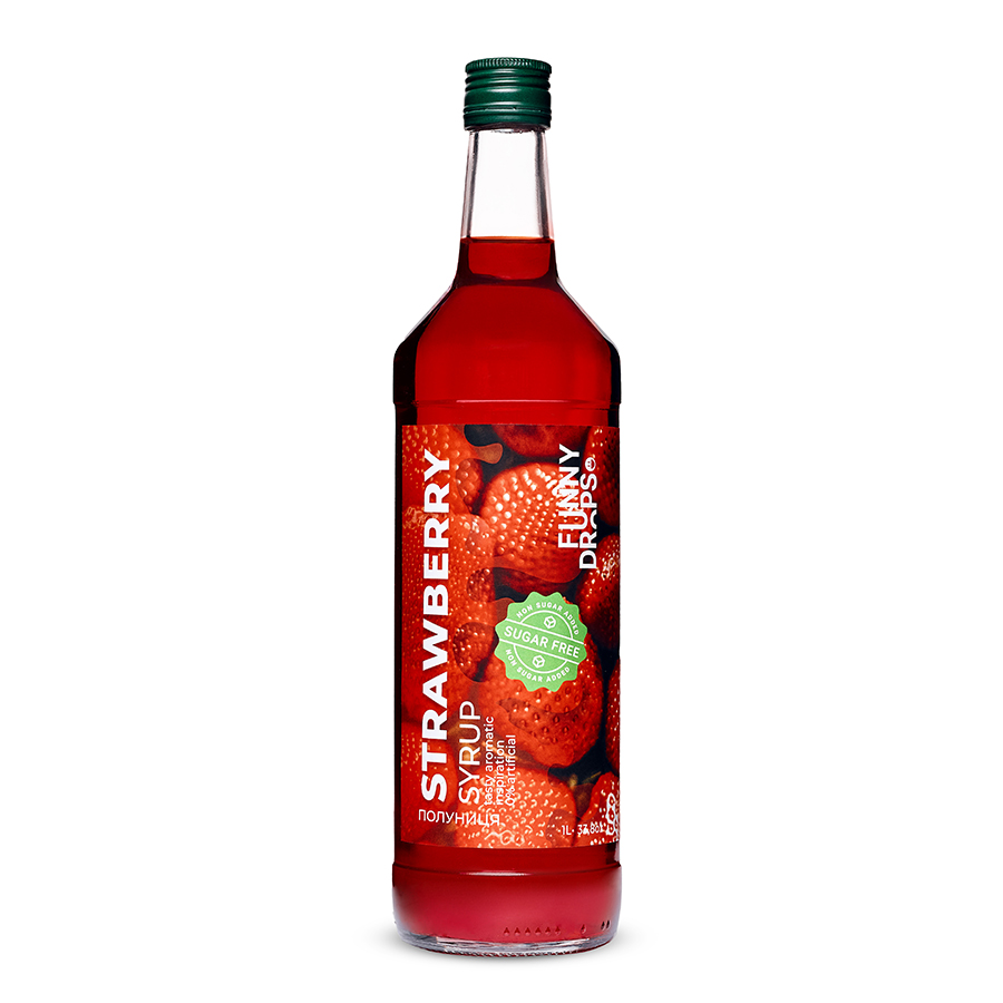 Сироп без цукру, ТМ "Funny Drops" Полуниця, 1л